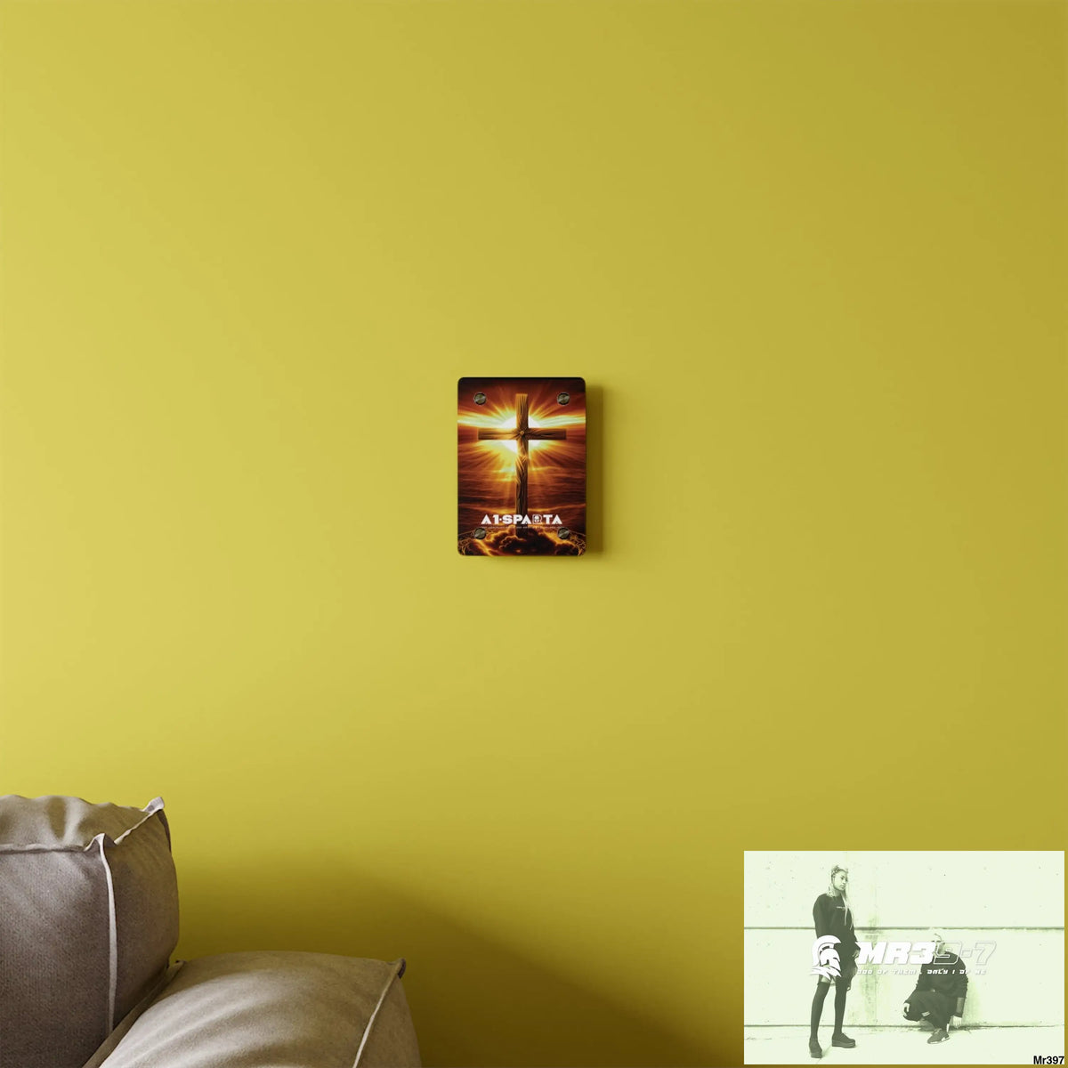 A1-Sparta Golden Sunrise Old Rugged Cross Celestial Ambient Faith Hyper Realistic Acrylic Wall Art Panels Home Decor