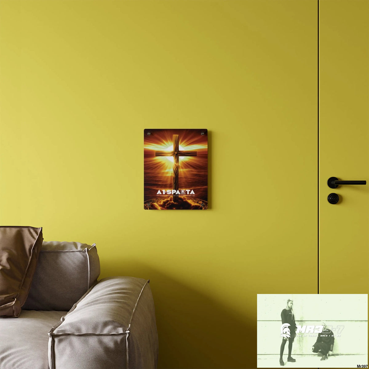 A1-Sparta Golden Sunrise Old Rugged Cross Celestial Ambient Faith Hyper Realistic Acrylic Wall Art Panels Home Decor