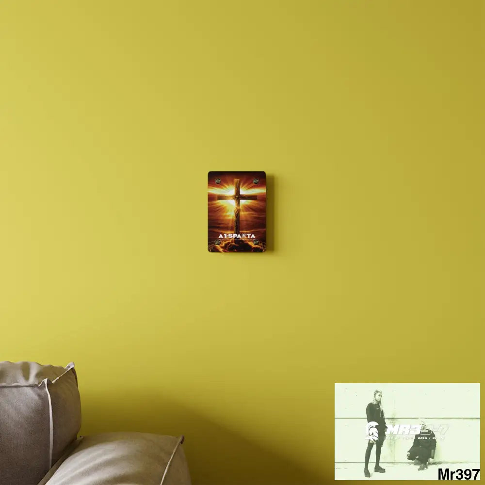 A1-Sparta Golden Sunrise Old Rugged Cross Celestial Ambient Faith Hyper Realistic Acrylic Wall Art Panels Home Decor