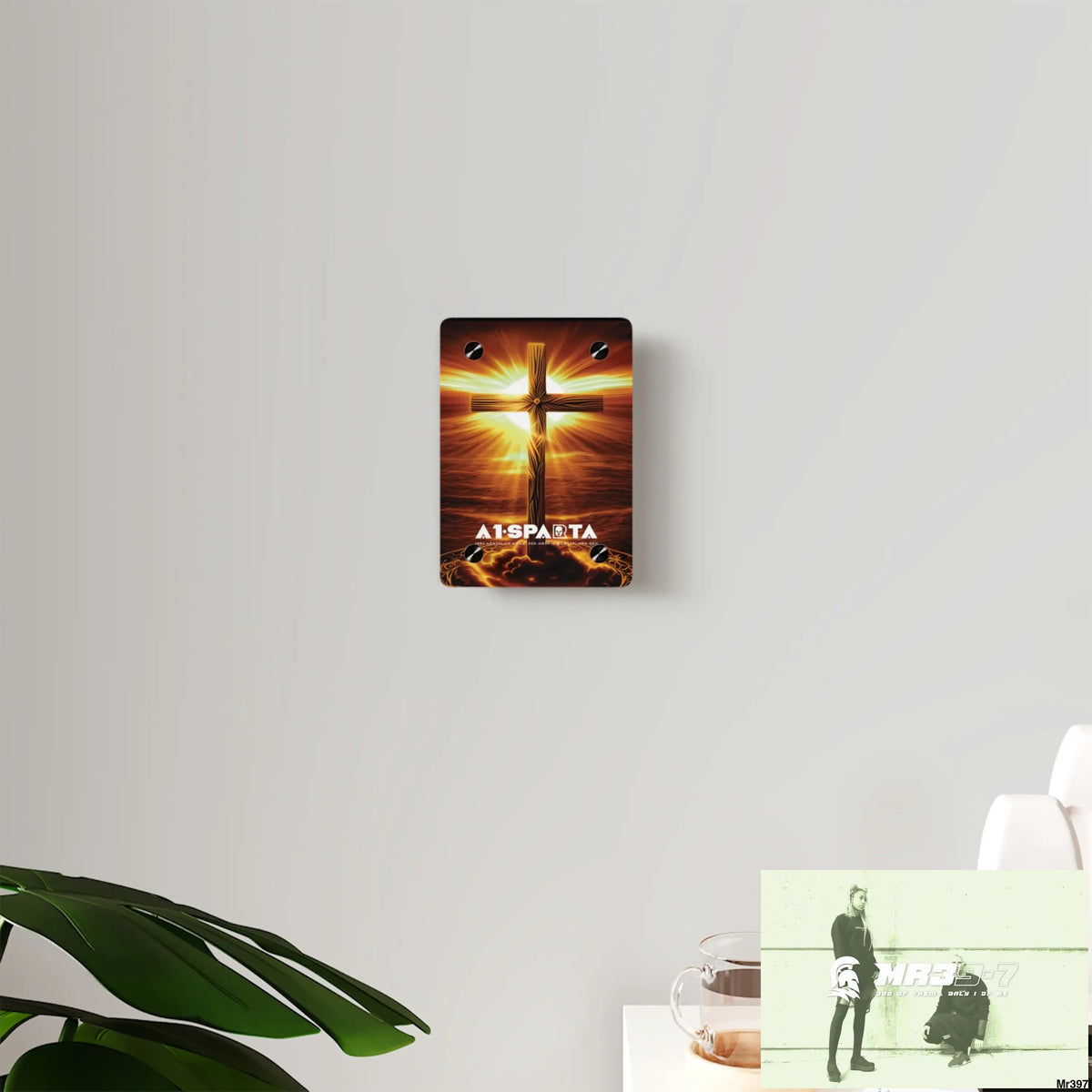 A1-Sparta Golden Sunrise Old Rugged Cross Celestial Ambient Faith Hyper Realistic Acrylic Wall Art Panels Home Decor
