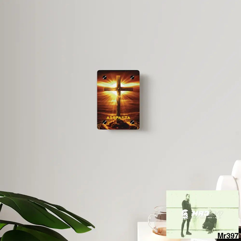 A1-Sparta Golden Sunrise Old Rugged Cross Celestial Ambient Faith Hyper Realistic Acrylic Wall Art Panels Home Decor