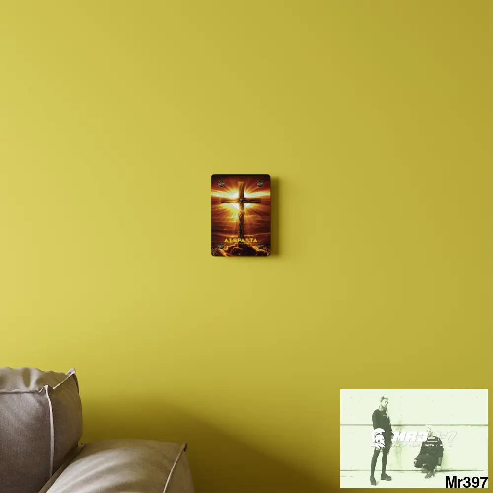 A1-Sparta Golden Sunrise Old Rugged Cross Celestial Ambient Faith Hyper Realistic Acrylic Wall Art Panels Home Decor