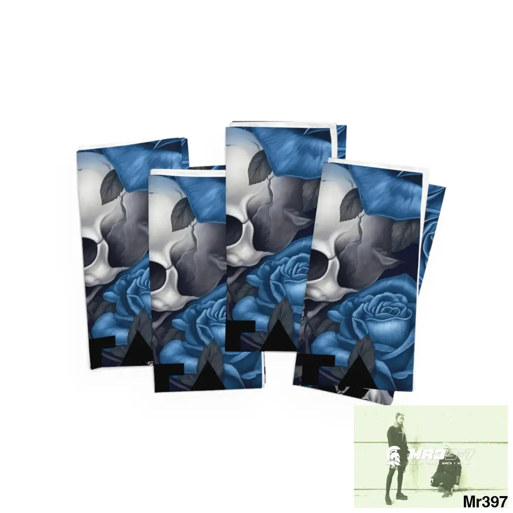 A1-Sparta Gothic Skulls & Roses Napkins 4-piece set / White / 19’’ × 19’’ Accessories