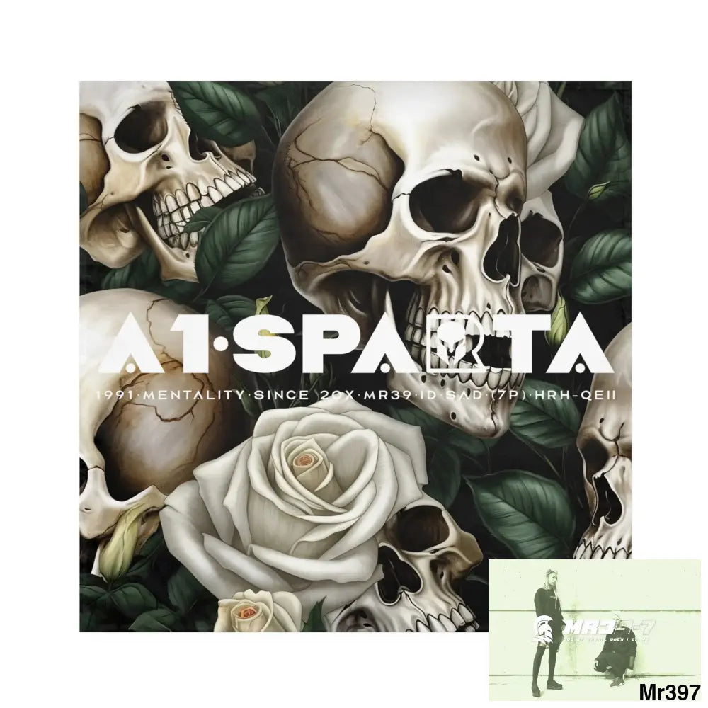 A1-Sparta Gothic Skulls & Roses Napkins 4-piece set / White / 19’’ × 19’’ Accessories