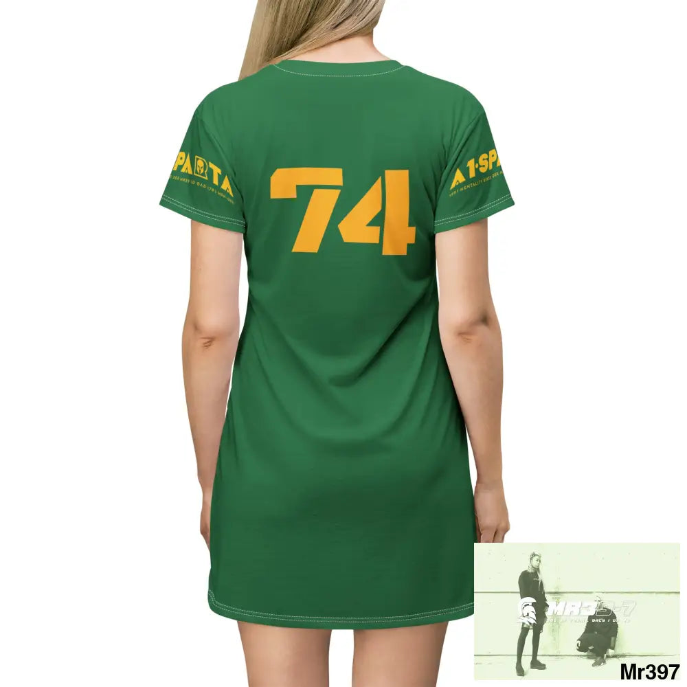 A1-Sparta Green T-Shirt Dress (AOP) All Over Prints