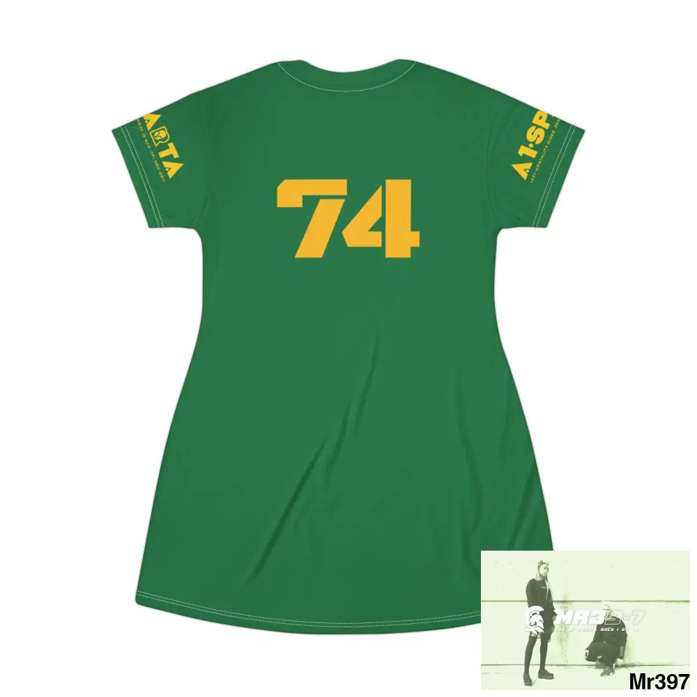 A1-Sparta Green T-Shirt Dress (AOP) All Over Prints