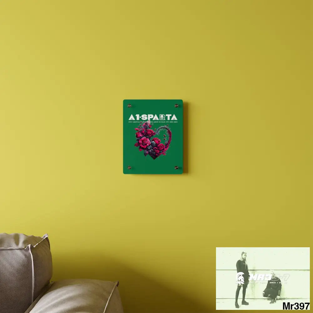 A1-Sparta Heart made of Pink Roses on Black Background Acrylic Wall Art Panels Home Decor