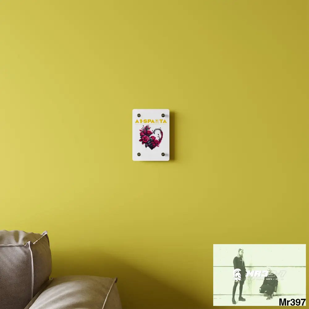 A1-Sparta Heart made of Pink Roses on Black Background Acrylic Wall Art Panels Home Decor