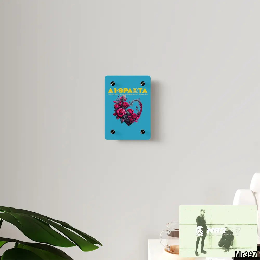 A1-Sparta Heart made of Pink Roses on Black Background Acrylic Wall Art Panels Home Decor