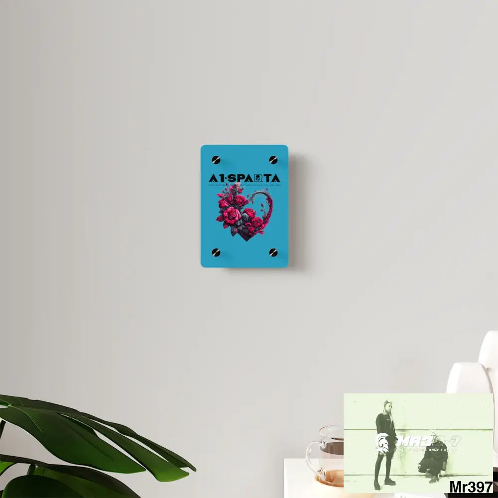 A1-Sparta Heart made of Pink Roses on Black Background Acrylic Wall Art Panels Home Decor