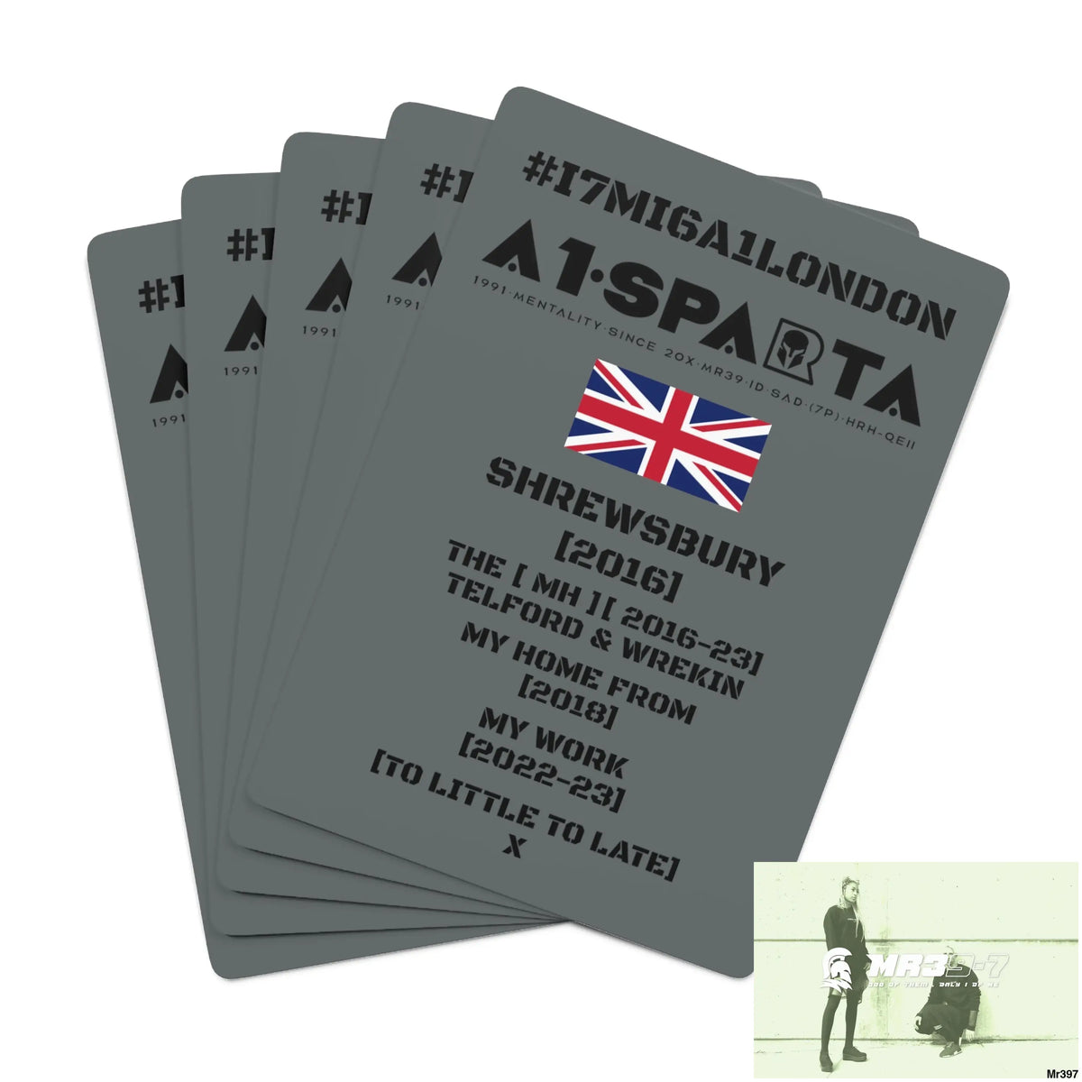 A1-Sparta #I7MI6A1London Shrewsbury MH,My Home My Work Ltd Edition Custom Poker Cards 2.47’’ x 3.47’’ / White / Semi
