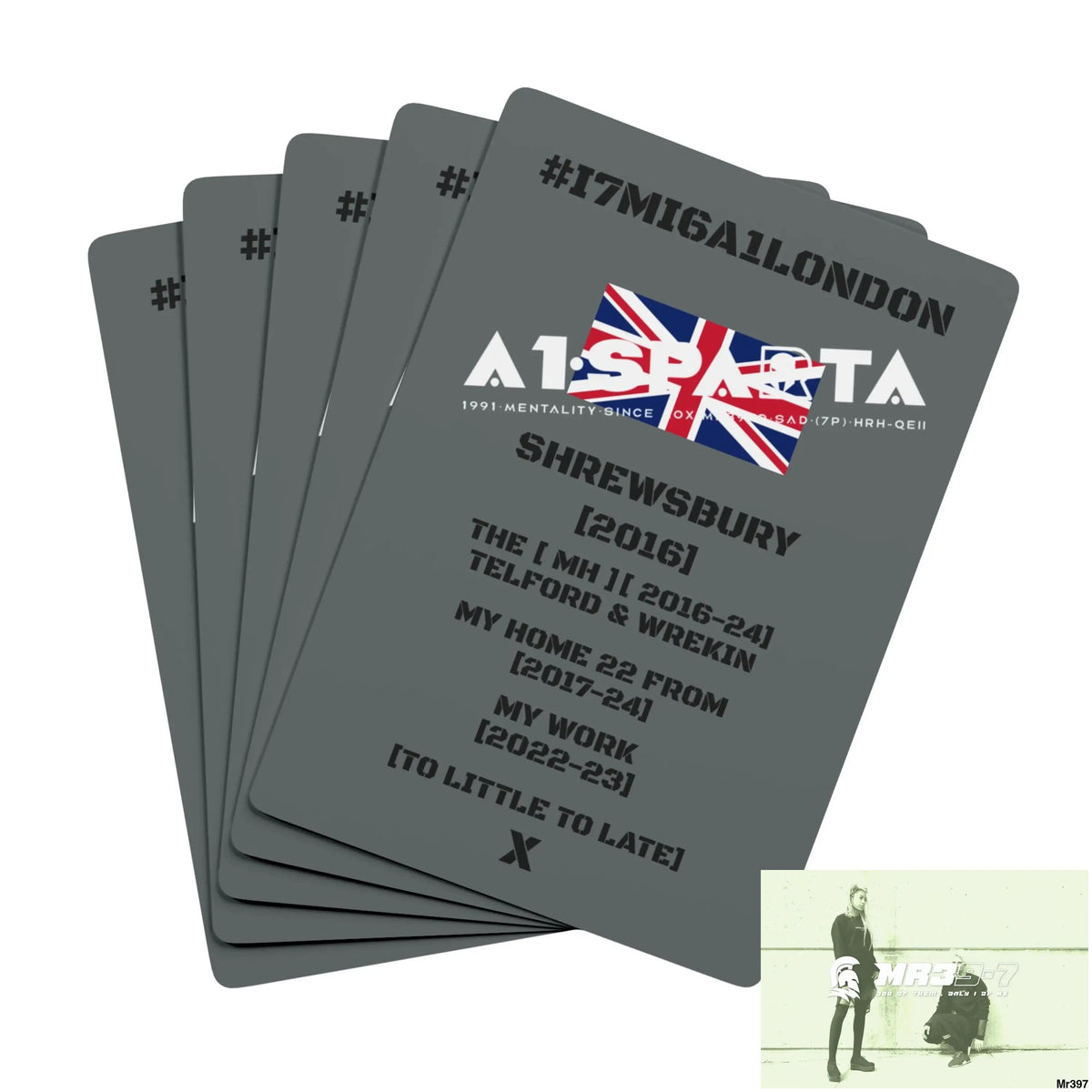A1-Sparta #I7MI6A1London Shrewsbury Telford & Wrekin MH,My Home My Work Ltd Edition Custom Poker Cards 2.5’’ x 3.5’’