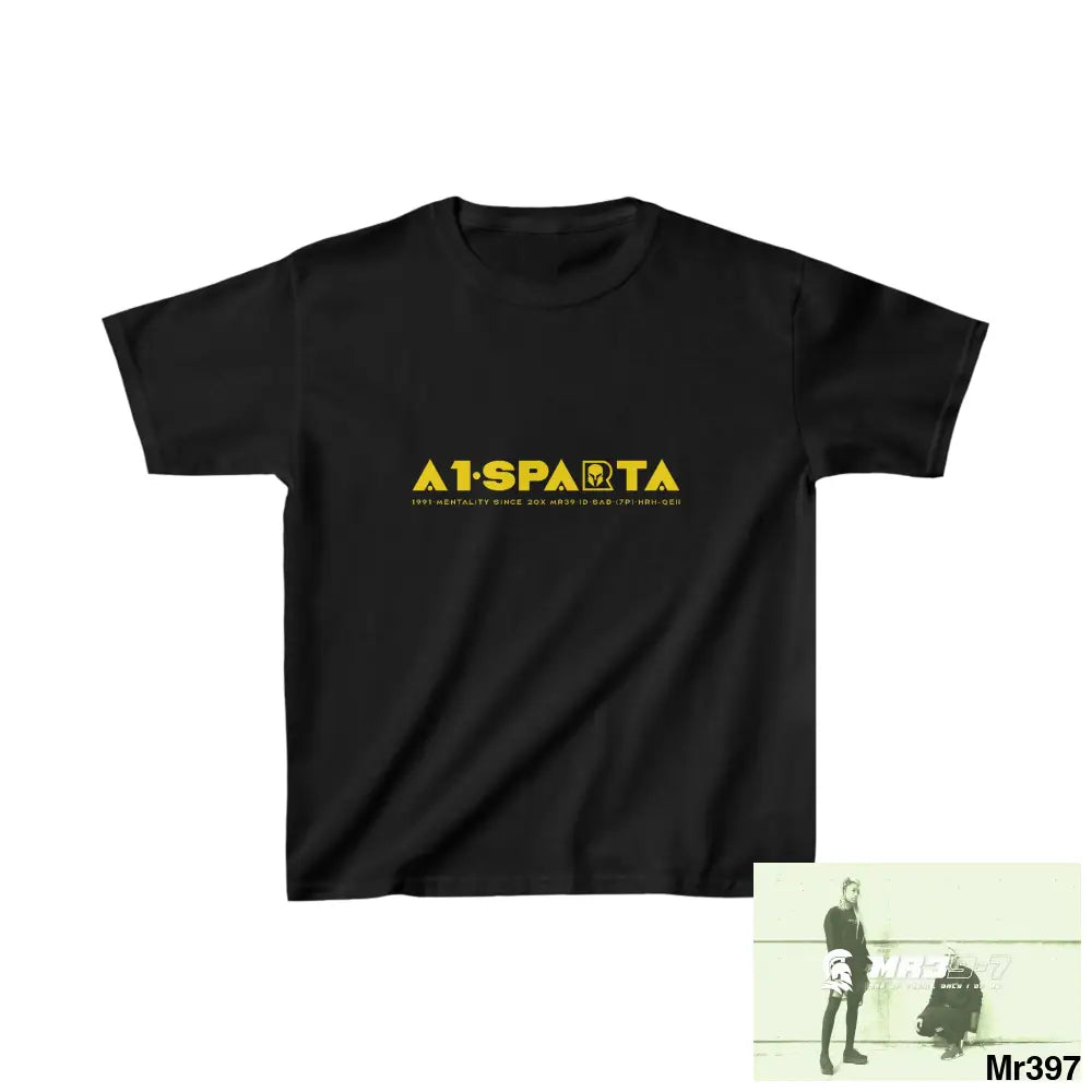 A1-Sparta - Kids Heavy Cotton™ Tee XS / Black Kids clothes