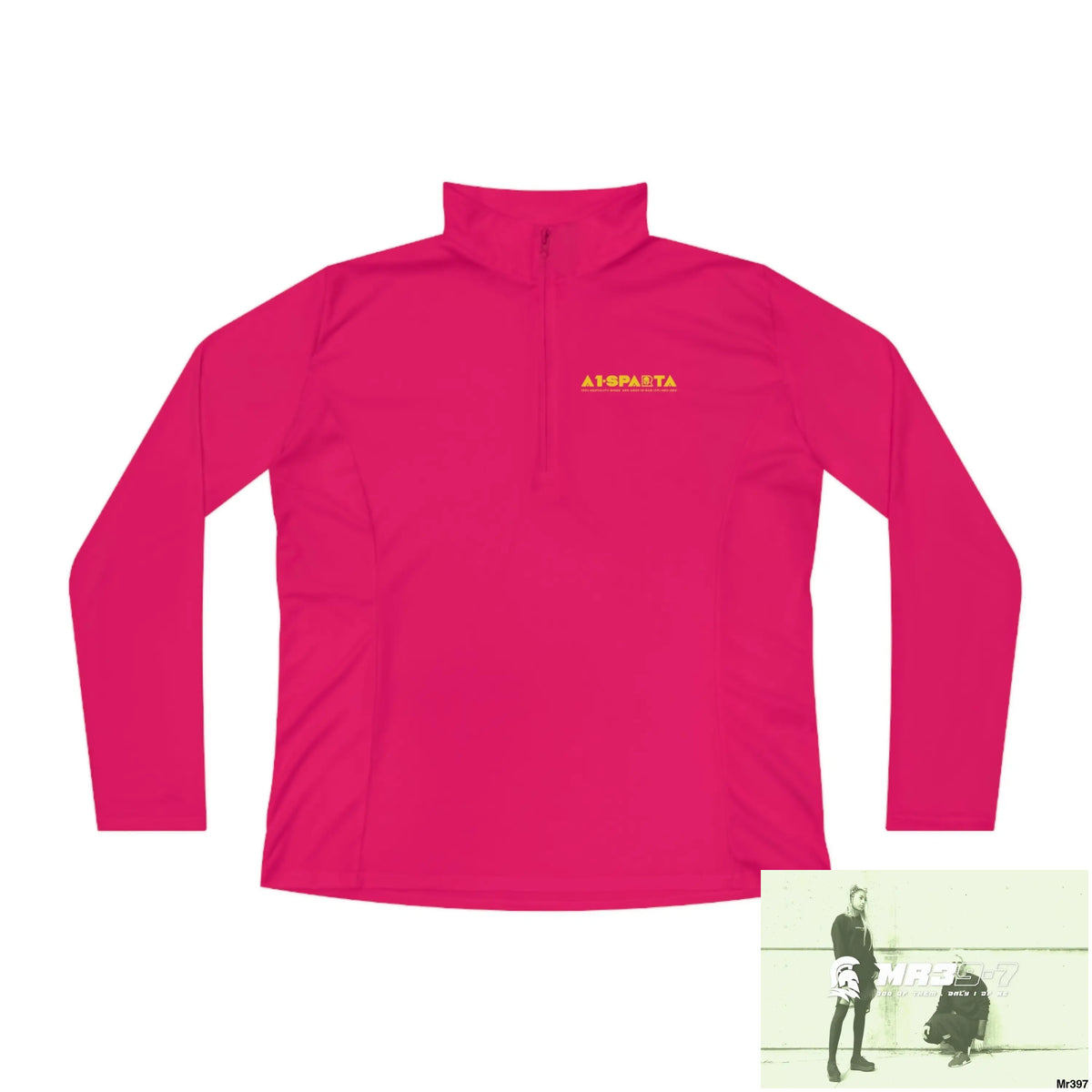 A1- Sparta -Ladies Quarter-Zip Pullover Pink Raspberry / S Long-sleeve