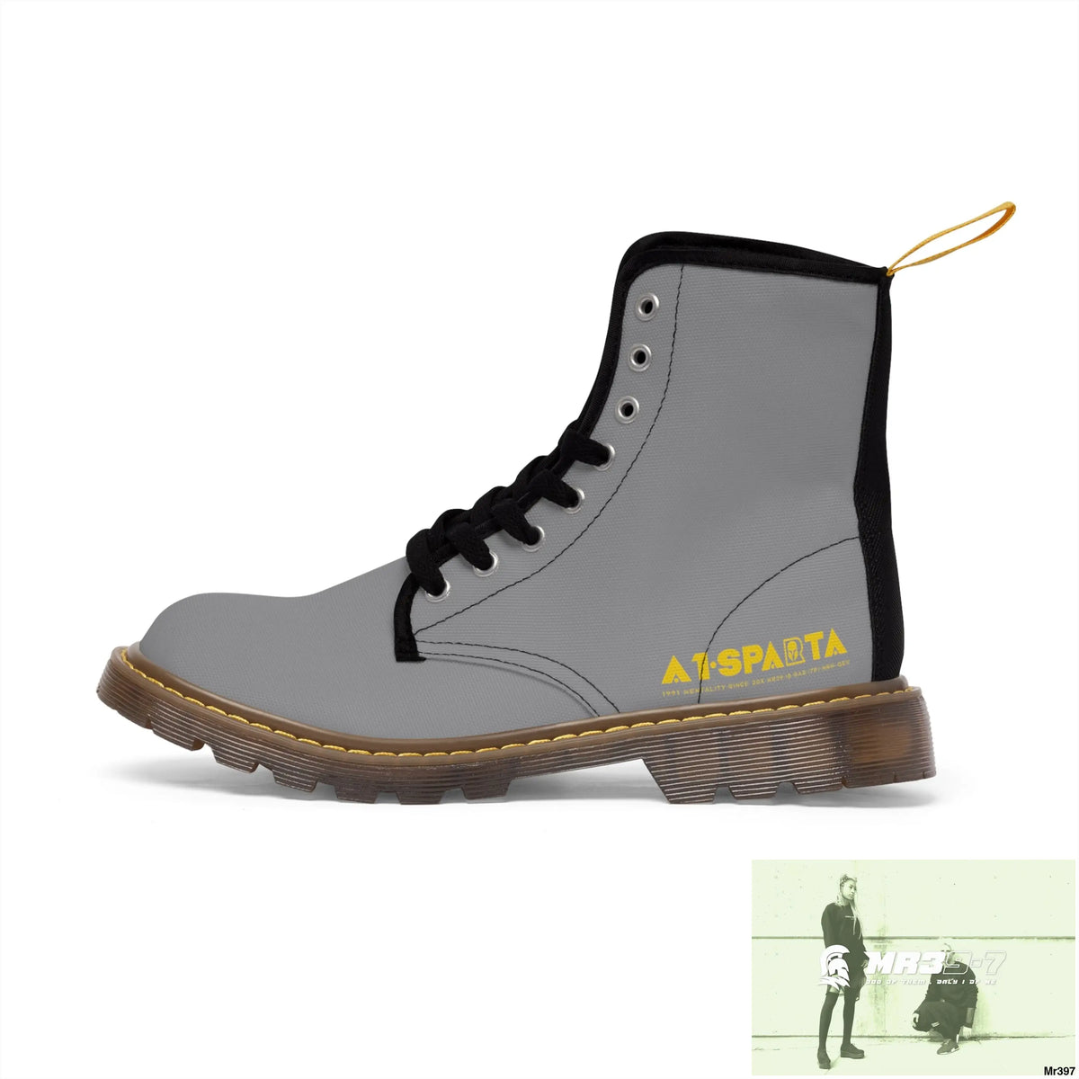 A1-Sparta Light Grey Canvas Boots AOP Shoes