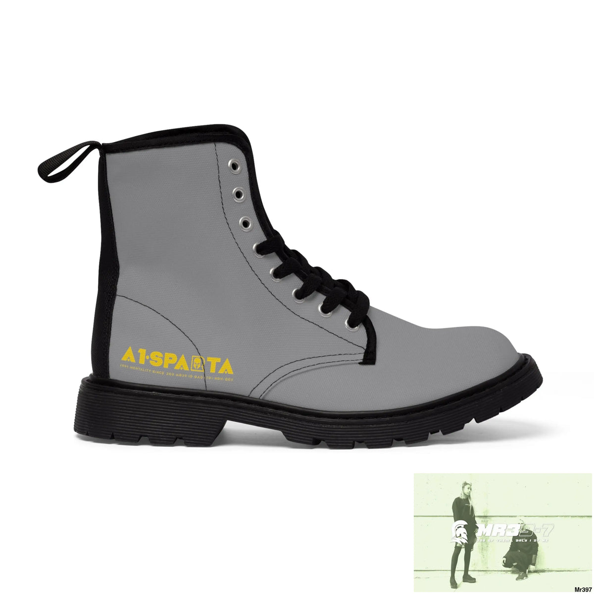 A1-Sparta Light Grey Canvas Boots AOP Shoes
