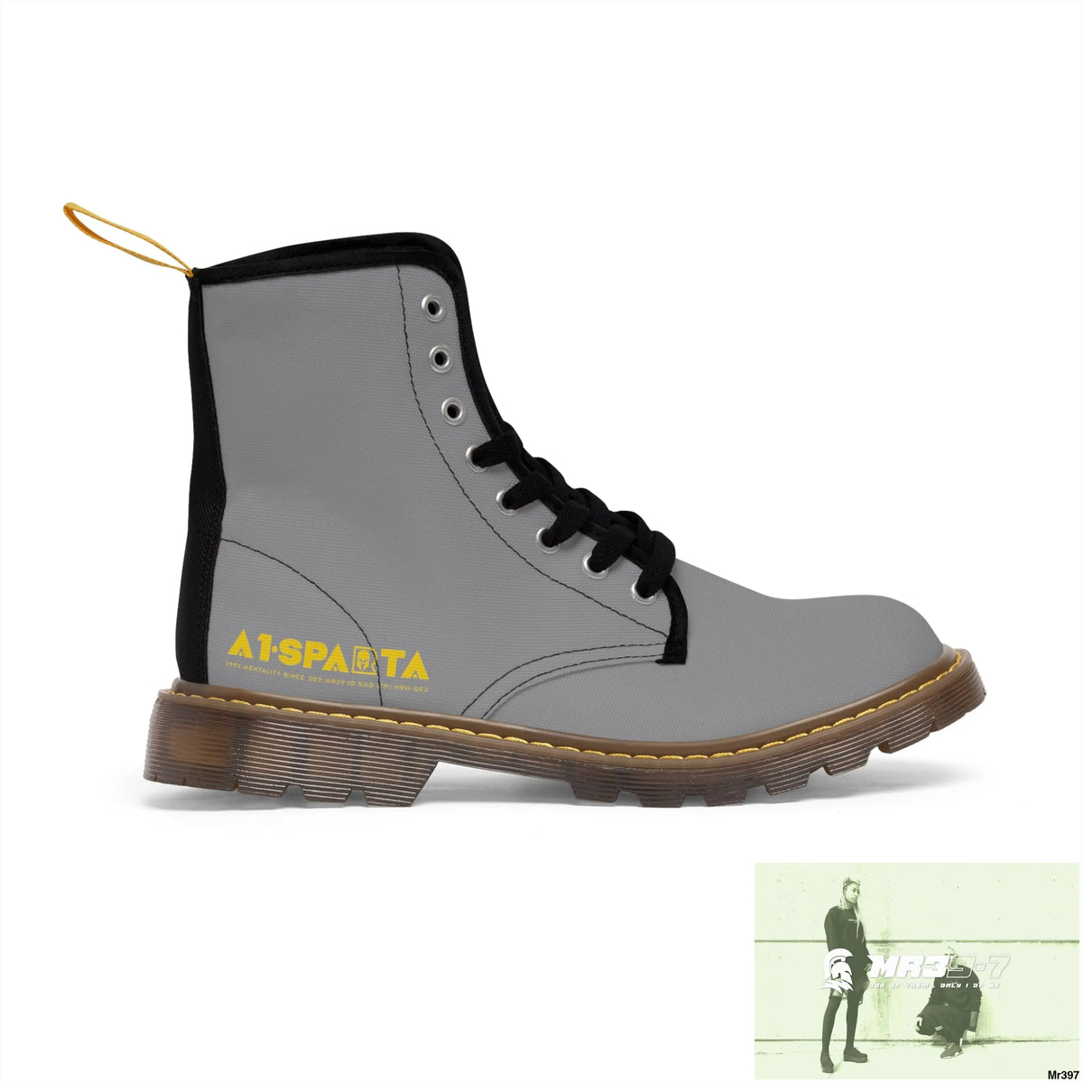 A1-Sparta Light Grey Canvas Boots AOP Shoes