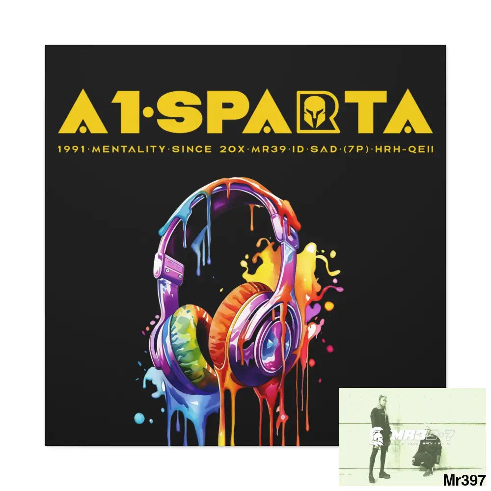 A1-Sparta Melting headphones Canvas Gallery Wrap 36″ x 36″ / Premium Gallery Wraps (1.25″) Canvas