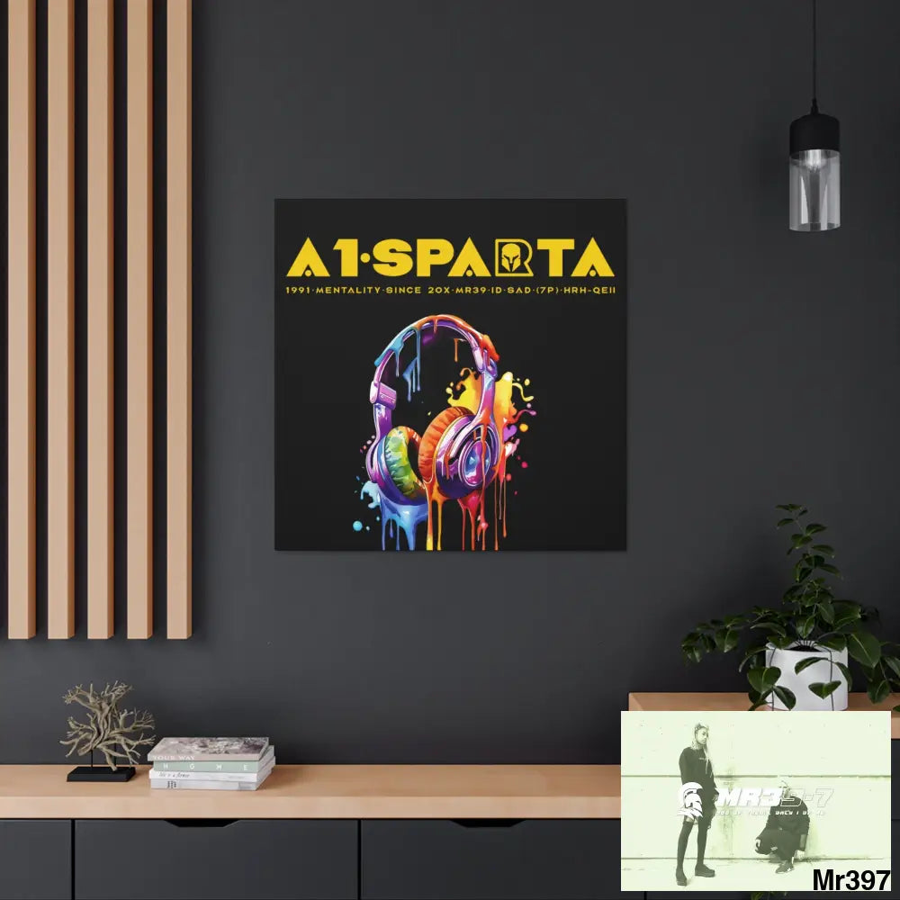 A1-Sparta Melting headphones Canvas Gallery Wrap 36″ x 36″ / Premium Gallery Wraps (1.25″) Canvas