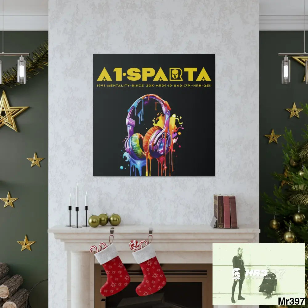 A1-Sparta Melting headphones Canvas Gallery Wrap 36″ x 36″ / Premium Gallery Wraps (1.25″) Canvas