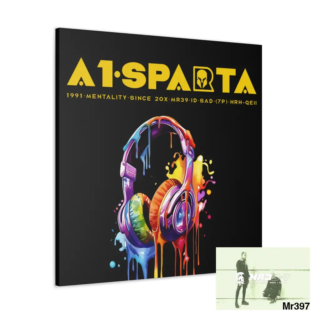A1-Sparta Melting headphones Canvas Gallery Wrap 36″ x 36″ / Premium Gallery Wraps (1.25″) Canvas