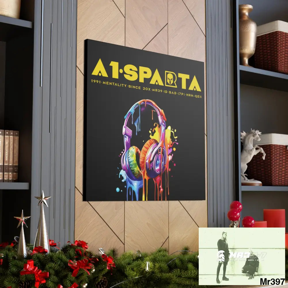 A1-Sparta Melting headphones Canvas Gallery Wrap 36″ x 36″ / Premium Gallery Wraps (1.25″) Canvas