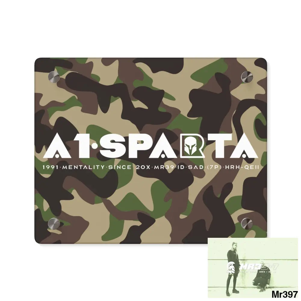 A1-Sparta Military Mentality 1991 Style Acrylic Wall Art Panels 10″ x 8″ (Horizontal) / 0.25’’ Home Decor