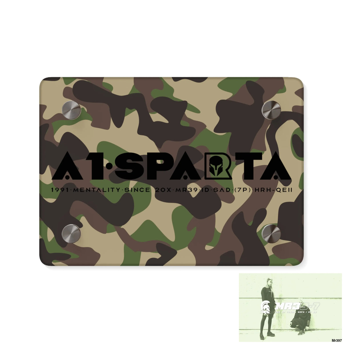 A1-Sparta Military Mentality 1991 Style Acrylic Wall Art Panels 7’’ x 5’’ (Horizontal) / 0.25’’ Home Decor
