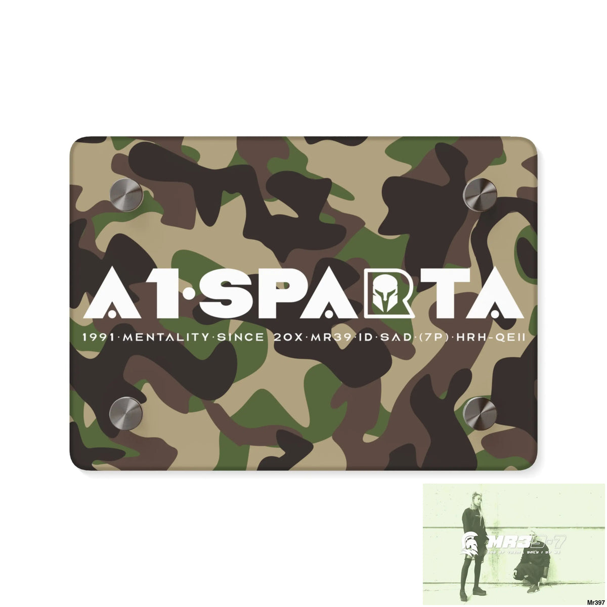 A1-Sparta Military Mentality 1991 Style Acrylic Wall Art Panels 7’’ x 5’’ (Horizontal) / 0.25’’ Home Decor