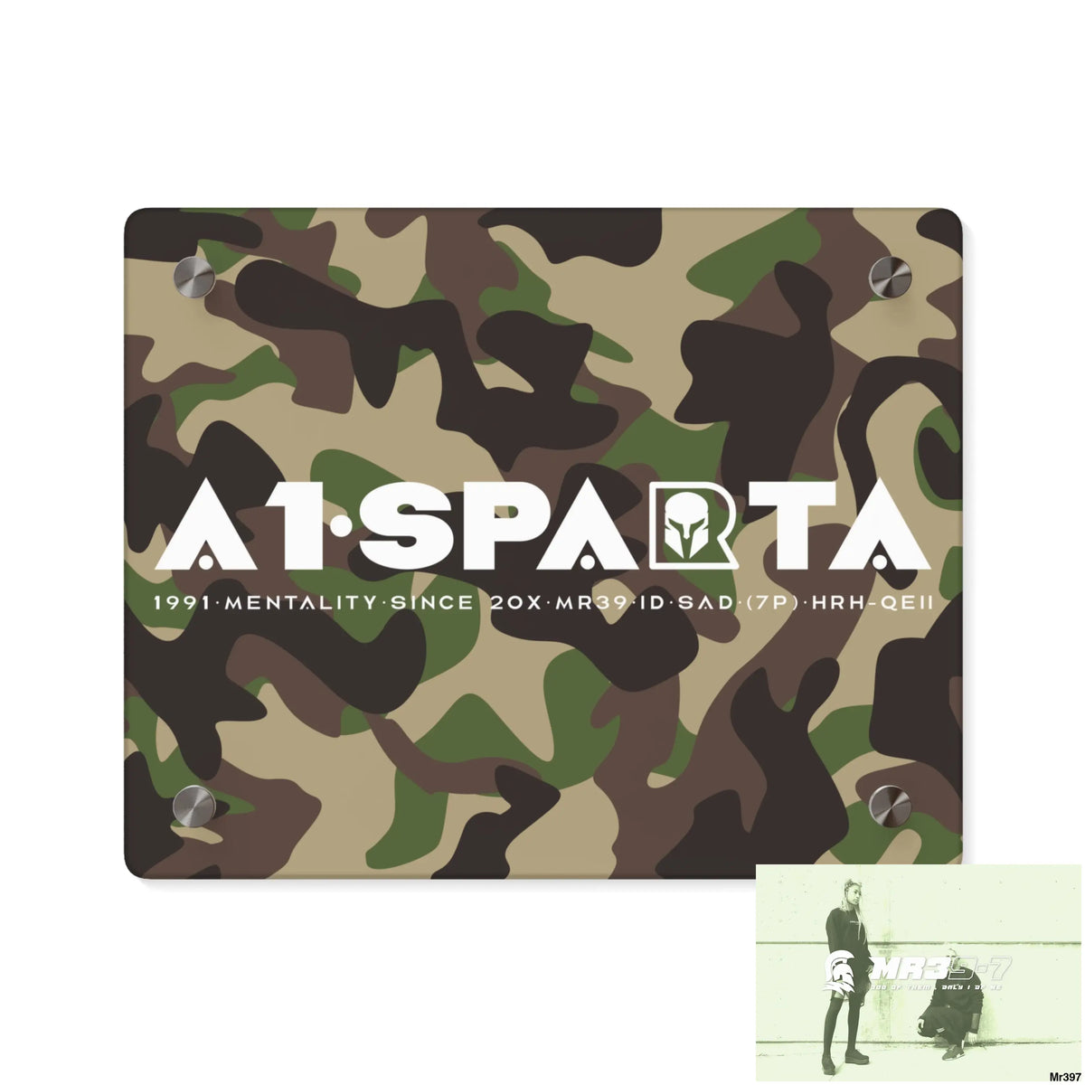 A1-Sparta Military Mentality 1991 Style Acrylic Wall Art Panels 10″ x 8″ (Horizontal) / 0.25’’ Home Decor