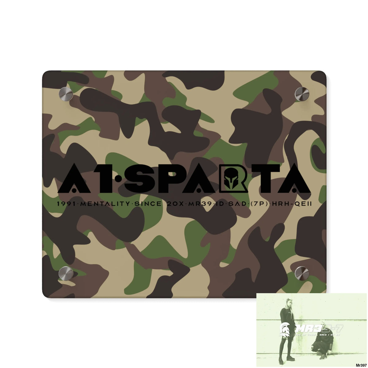 A1-Sparta Military Mentality 1991 Style Acrylic Wall Art Panels 10″ x 8″ (Horizontal) / 0.25’’ Home Decor