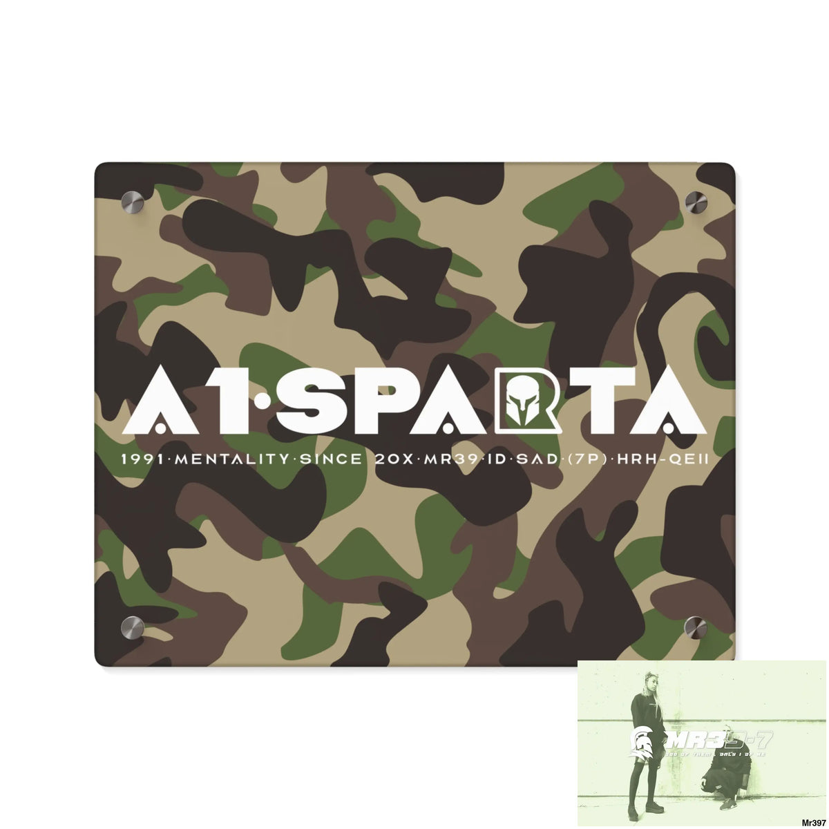 A1-Sparta Military Mentality 1991 Style Acrylic Wall Art Panels 14″ x 11″ (Horizontal) / 0.25’’ Home Decor