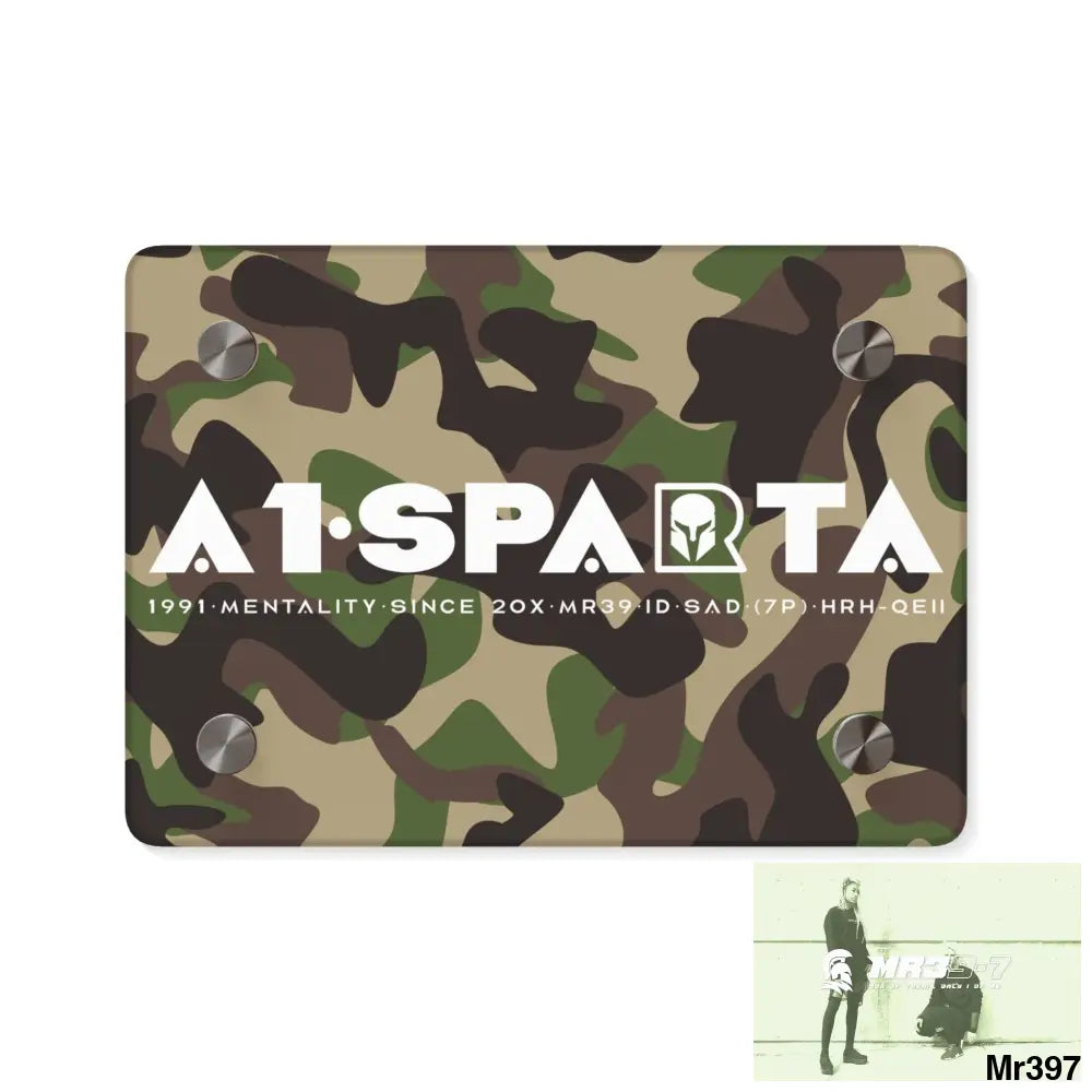 A1-Sparta Military Mentality 1991 Style Acrylic Wall Art Panels 7’’ x 5’’ (Horizontal) / 0.25’’ Home Decor