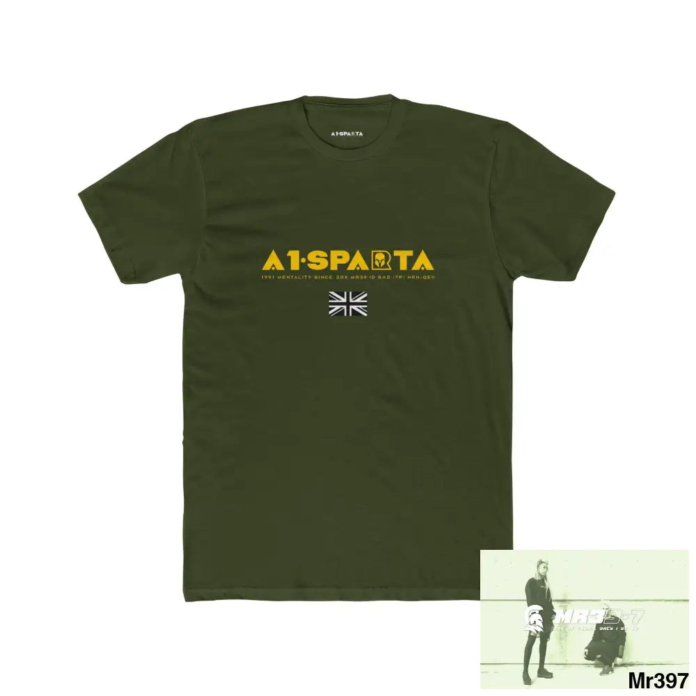 A1-Sparta My Life My Deaths Their Plans,Failed 2001-2024 Tactical GB Men’s Cotton Crew Tee Solid Military Green / XS