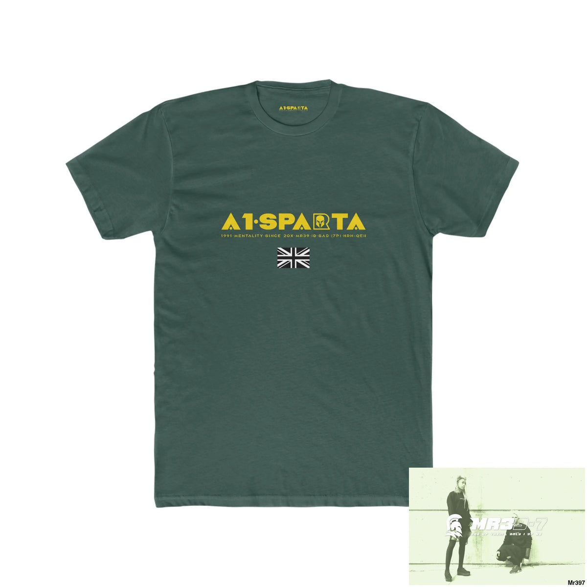 A1•Sparta My life My Deaths Their Plans Failed. Men’s Cotton Crew Tee Solid Forest Green / S T-Shirt