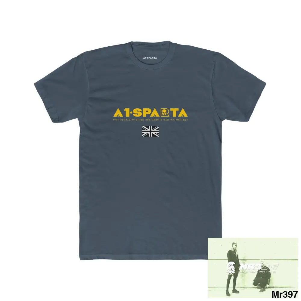 A1-Sparta My Life My Deaths Their Plans,Failed Tactical GB Men’s Cotton Crew Tee Solid Indigo / S T-Shirt