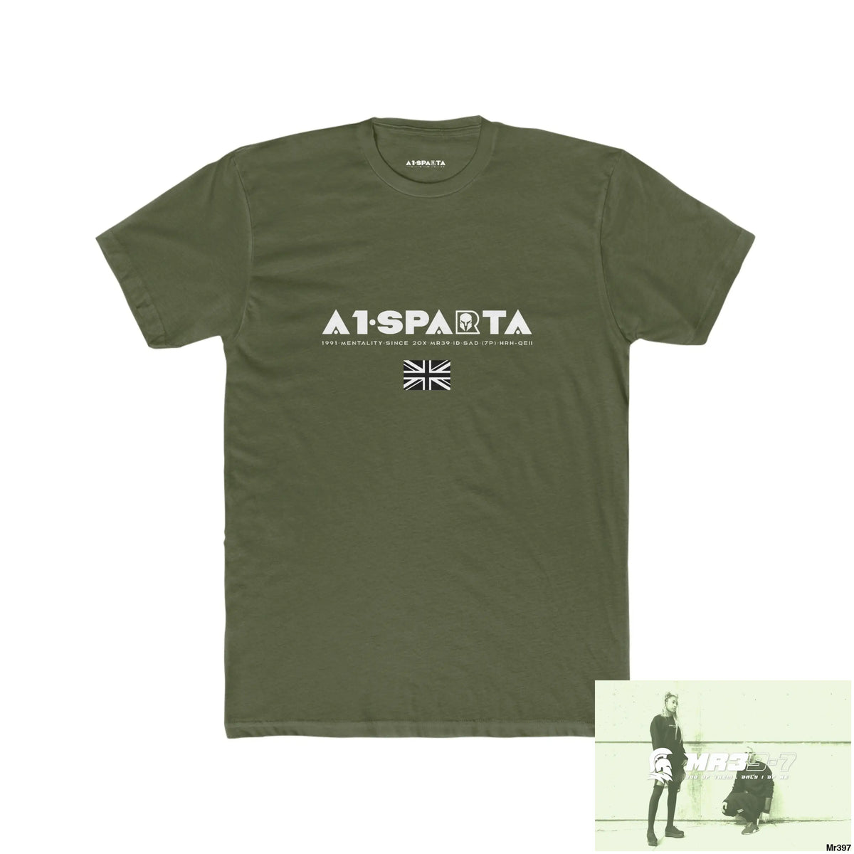 A1-Sparta My Life My Deaths Their Plans,Failed Tactical GB Men’s Cotton Crew Tee Solid Military Green / XS T-Shirt