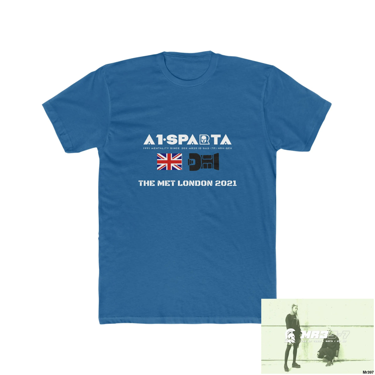 A1-Sparta One flew over the Redwoods Centre - Men’s Cotton Crew Tee Solid Cool Blue / S T-Shirt