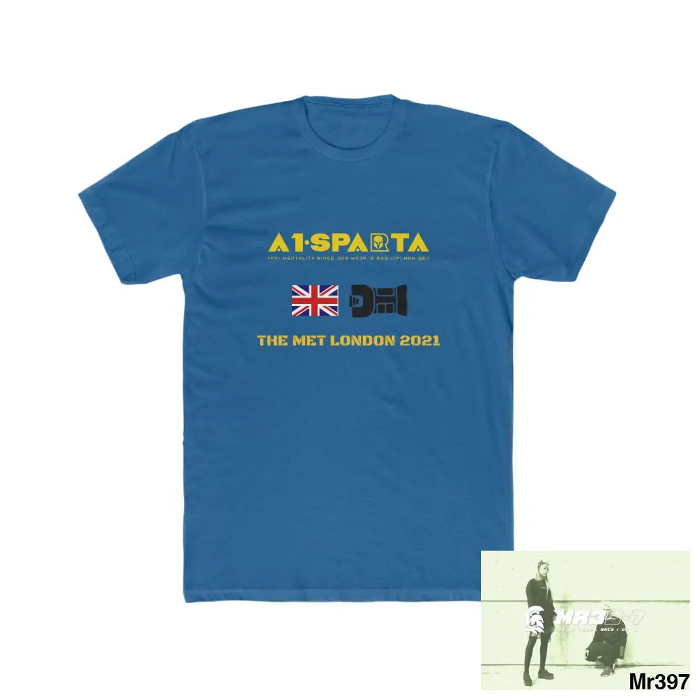 A1-Sparta One flew over the Redwoods Centre - Men’s Cotton Crew Tee Solid Cool Blue / S T-Shirt