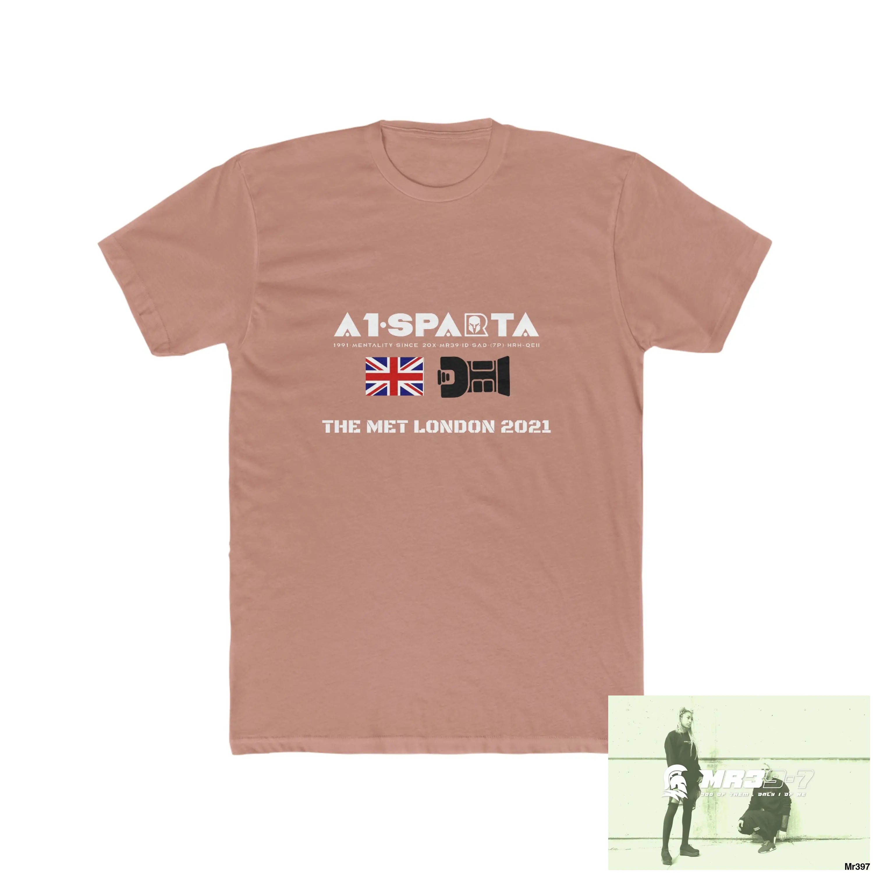 A1-Sparta One flew over the Redwoods Centre - Men’s Cotton Crew Tee Solid Desert Pink / S T-Shirt