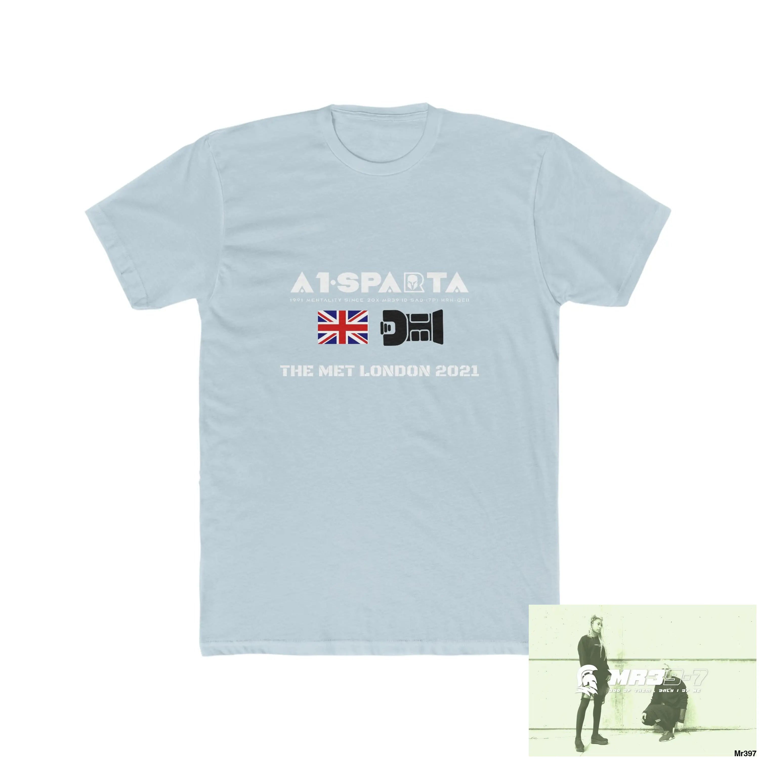 A1-Sparta One flew over the Redwoods Centre - Men’s Cotton Crew Tee Solid Light Blue / S T-Shirt