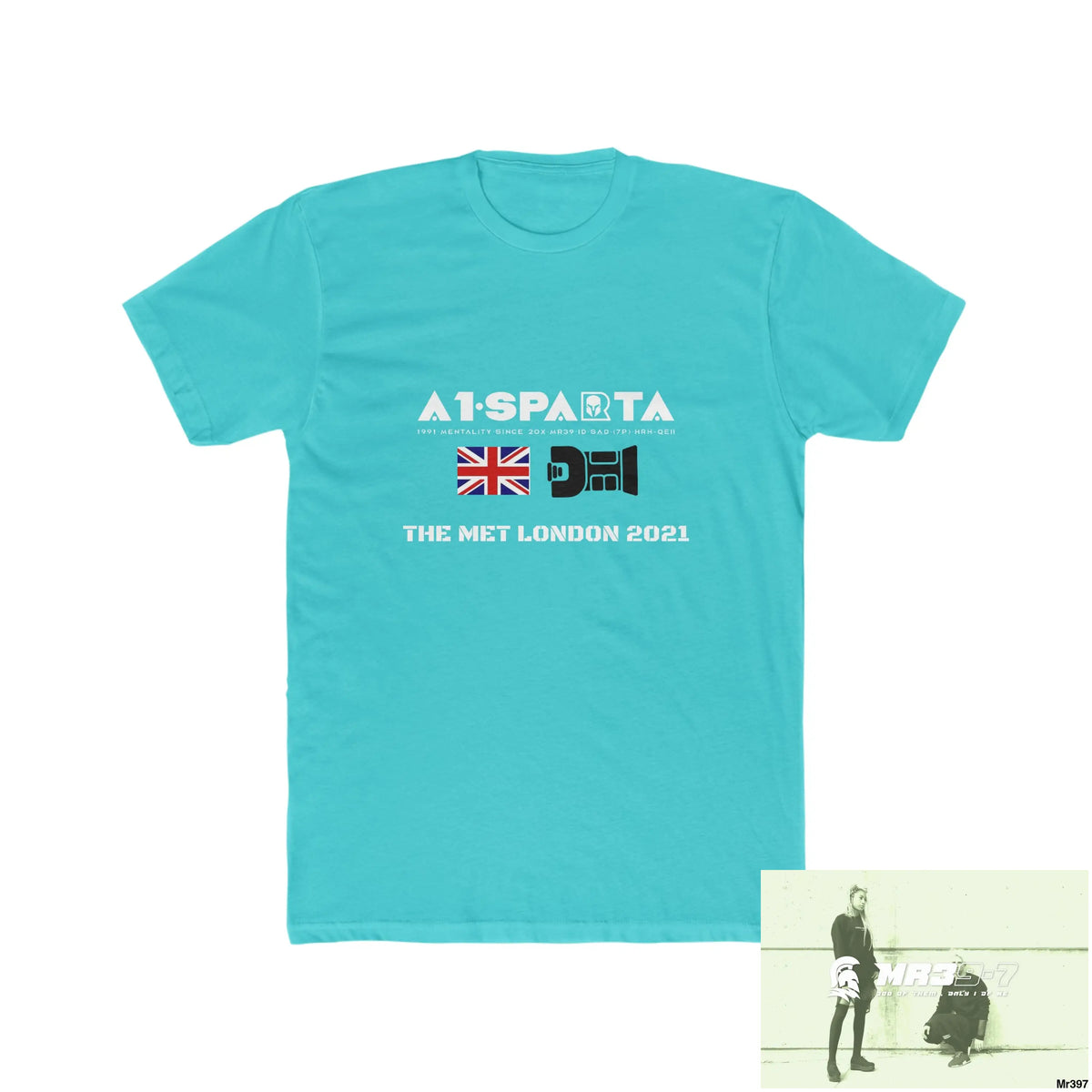 A1-Sparta One flew over the Redwoods Centre - Men’s Cotton Crew Tee Solid Tahiti Blue / S T-Shirt