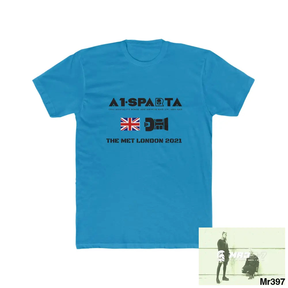 A1-Sparta One flew over the Redwoods Centre - Men’s Cotton Crew Tee Solid Turquoise / S T-Shirt