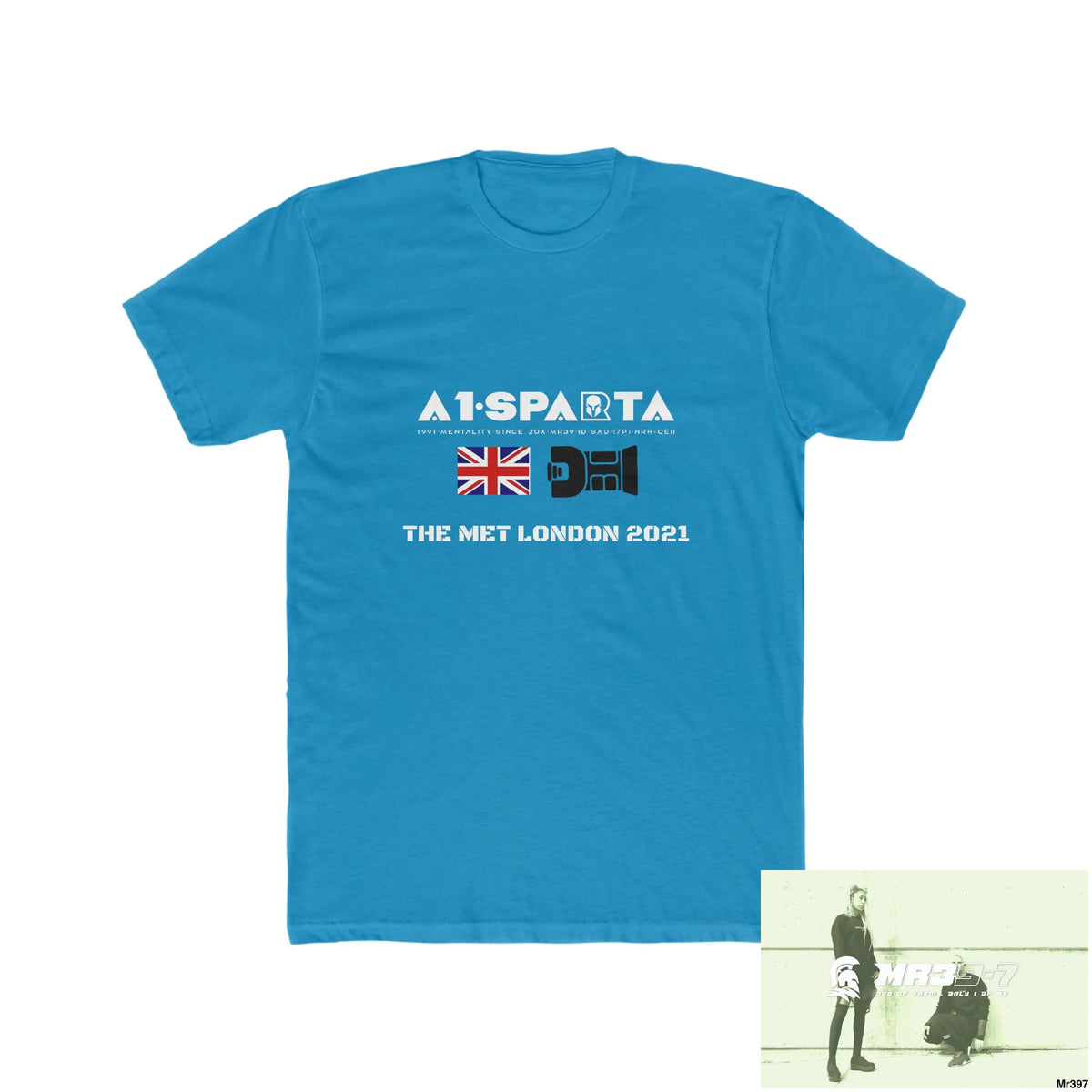 A1-Sparta One flew over the Redwoods Centre - Men’s Cotton Crew Tee Solid Turquoise / S T-Shirt