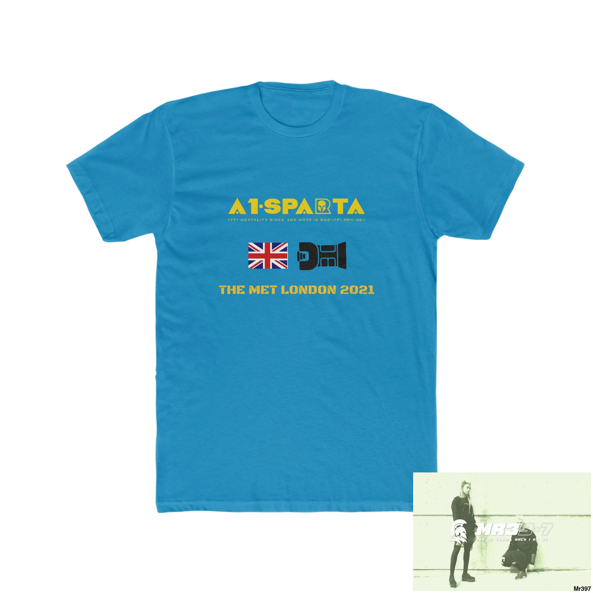 A1-Sparta One flew over the Redwoods Centre - Men’s Cotton Crew Tee Solid Turquoise / S T-Shirt