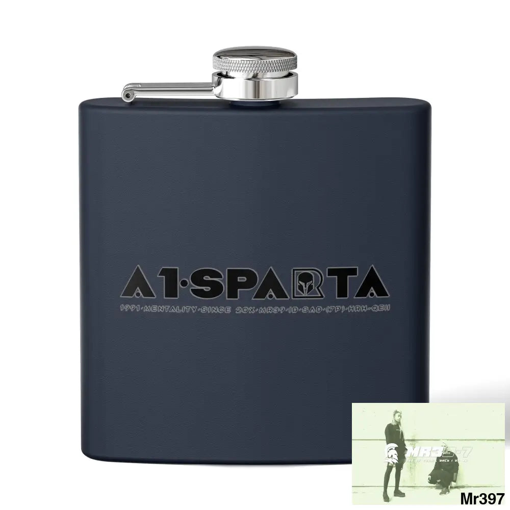 A1 Sparta Stylish Stainless Steel Flask for Tea/ Coffee Lovers - 6oz Personalized Gift 6oz / Navy Mug