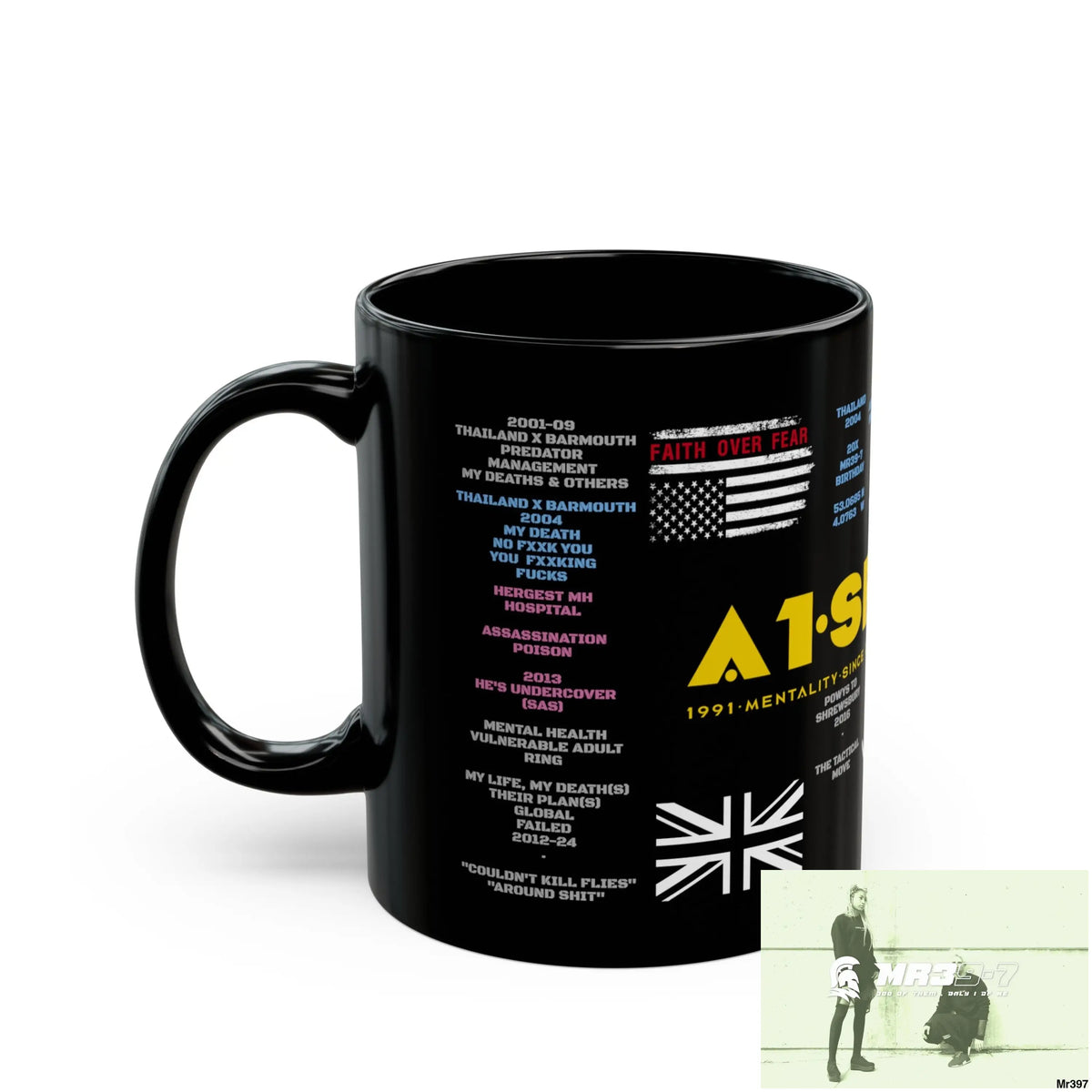 A1-Sparta Tactical 11oz Black Mug GB / Thailand/ Bermo /UK/KenyaThai Link up MH Assassination X-City Mental Health VAR
