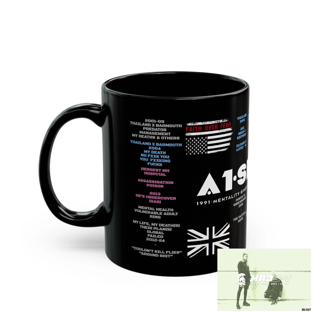A1-Sparta Tactical 11oz Black Mug GB / Thailand/ Bermo /UK/KenyaThai Link up MH Assassination X-City Mental Health VAR