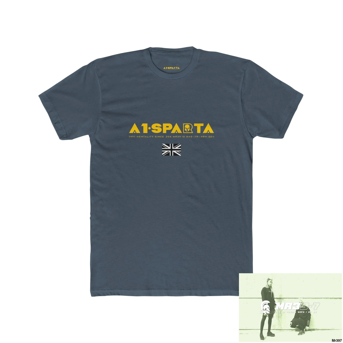 A1-Sparta Tactical GB 2012 My work Colwyn Bay to and from Men’s Cotton Crew Tee Solid Indigo / S T-Shirt