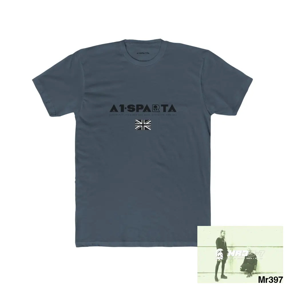 A1-Sparta Tactical GB 2012 My work Colwyn Bay to and from Men’s Cotton Crew Tee Solid Indigo / S T-Shirt